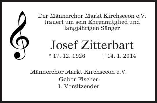 Nachruf Josef Zitterbart